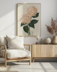 Poster - Coral hydrangeas in a vase