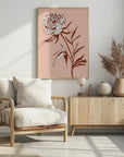Plakat - Loose peony ink sketch (pink)