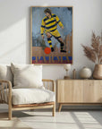 Plakat - Yellow Striped Soccer Player
