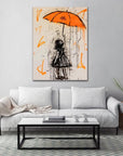 Plakat - Pige med orange paraply - admen.dk