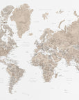 Plakat - Detailed world map with cities, Abey