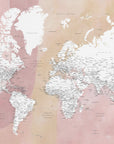 Plakat - Detailed world map with cities Mizn