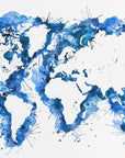 Plakat - Blue strokes world map