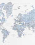 Plakat - Blue world map in Spanish