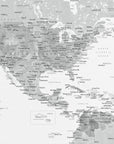 Plakat - Gray map of USA and the Caribbean sea