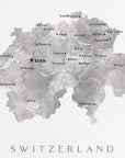 Poster - Gray watercolor map of Switzerland
