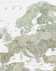 Poster - Green detailed map of Europe