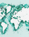 Poster - Teal strokes world map