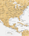 Plakat - Golden map of USA and Mexico