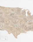 Poster - Taupe watercolor US map