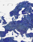 Plakat - Navy blue detailed map of Europe