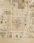 Plakat - Sepia map of Kyoto