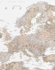 Plakat - Taupe detailed map of Europe