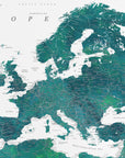 Plakat - Teal detailed map of Europe