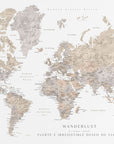 Plakat - Wanderlust world map in spanish