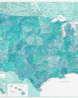 Poster - Highly detailed map of the United States, Caribbean waters