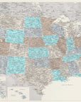 Poster - Highly detailed map of the United States, Romy