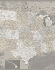 Poster - Highly detailed map of the United States, Davey