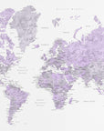 Plakat - Watercolor world map with cities, Tanya