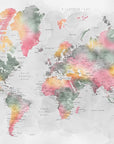 Plakat - Watercolor world map with cities, Zadie