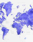 Plakat - Watercolor world map with cities, Uyen