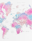 Plakat - Watercolor world map with cities, Keahi