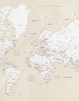 Plakat - Rustic world map with cities, Deuce