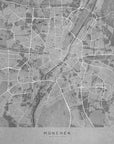 Plakat - Gray vintage map of Munich Germany