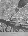 Plakat - Gray vintage map of Hamburg downtown Germany
