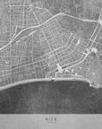 Plakat - Gray vintage map of Nice downtown France