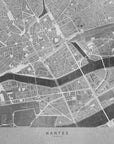 Plakat - Gray vintage map of Nantes downtown France