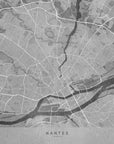Plakat - Gray vintage map of Nantes France