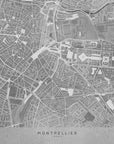Poster - Gray vintage map of Montpellier downtown France