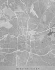 Poster - Map of Winston Salem (NC, USA) in gray vintage style