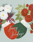 Poster - Floral mittens Happy holidays in mint