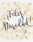Plakat - Feliz Navidad with golden flowers