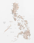 Poster - Taupe watercolor map of Philippines