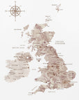Plakat - Taupe map of the United Kingdom