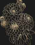 Plakat - Pacey dahlias bouquet in gold and black