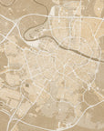 Poster - Map of Zaragoza (Spain) in sepia vintage style