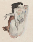 Plakat - Crouching Nude In Shoes and Black Stockings 1912 - Admen.dk