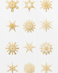 Plakat - Twelve geometric snowflakes in gold