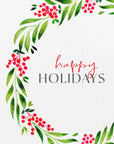 Poster - Happy holidays watercolor wreath
