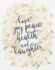 Plakat - Holiday wishes with gold flowers