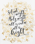 Plakat - Silent night with gold flowers