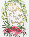 Plakat - Floral wreath deck the halls