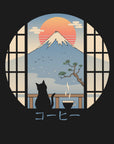 Plakat - Coffee Cat In Mt. Fuji - Admen.dk