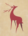 Poster - Stylized retro deer red/tan