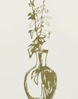 Plakat - Leaves in a vase ink sketch (olive green)