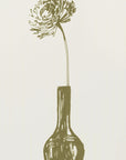 Plakat - Flower in a vase ink sketch (olive green)
